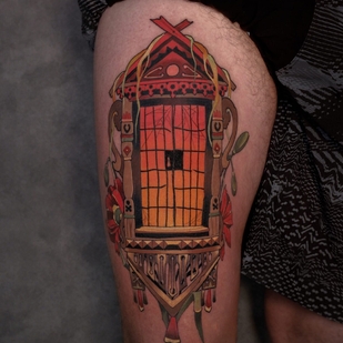 Homme Couleur Néo-traditionnel tatouage sur Jambe #101283 | Artiste tatoueur Pash Tet