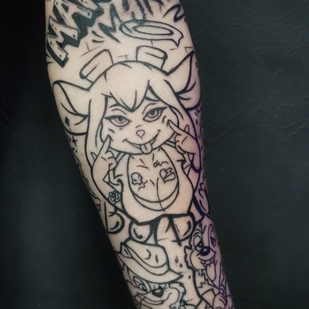 Homme Noir Graphique tatouage sur Avant-bras #101610 | Artiste tatoueur Kseniya Pizhevskaya