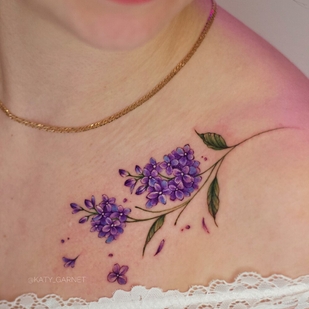 Femme Couleur  tatouage sur Clavicule #93200 | Artiste tatoueur Ekaterina Garnet / Katy Garnet