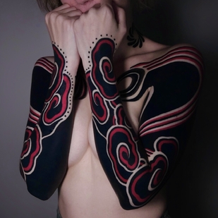 Femme Noir Ornemental tatouage sur Manche #101196 | Artiste tatoueur Pavel Zubkov