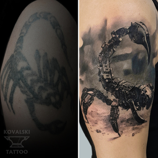 Noir et Gris Cover-up tatouage #96183 | Artiste tatoueur Vladimir Kovalevskiy
