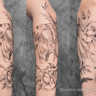 Femme Noir  tatouage sur Avant-bras #95535 | Artiste tatoueur Elena Korobova