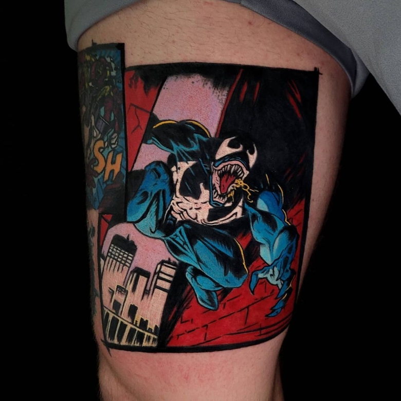 @customcraftinkironart tatuaggio di Venom marvel by @customcraftinkironart