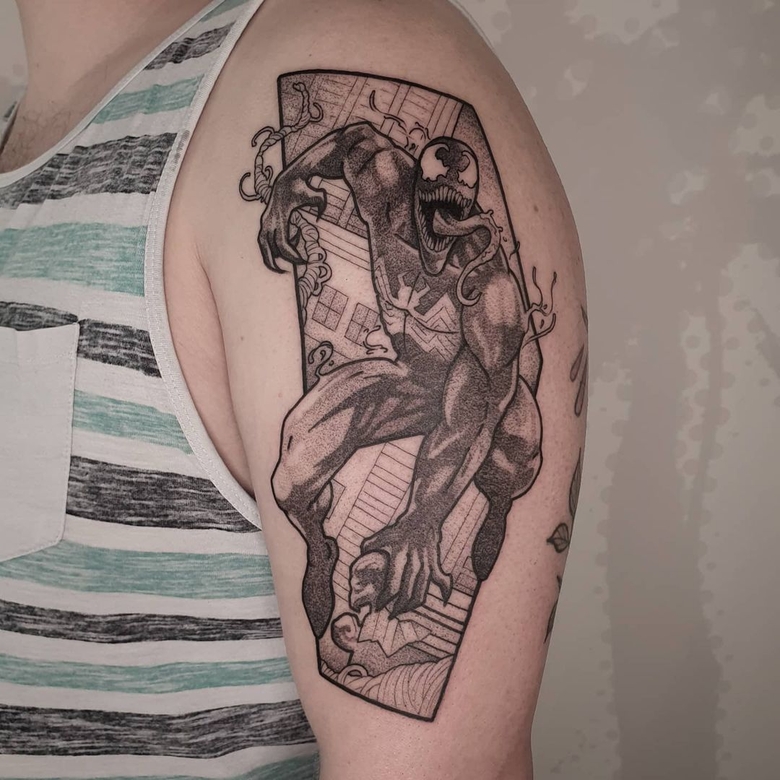 @snip_art tatuaggio di Venom marvel by @snip_art