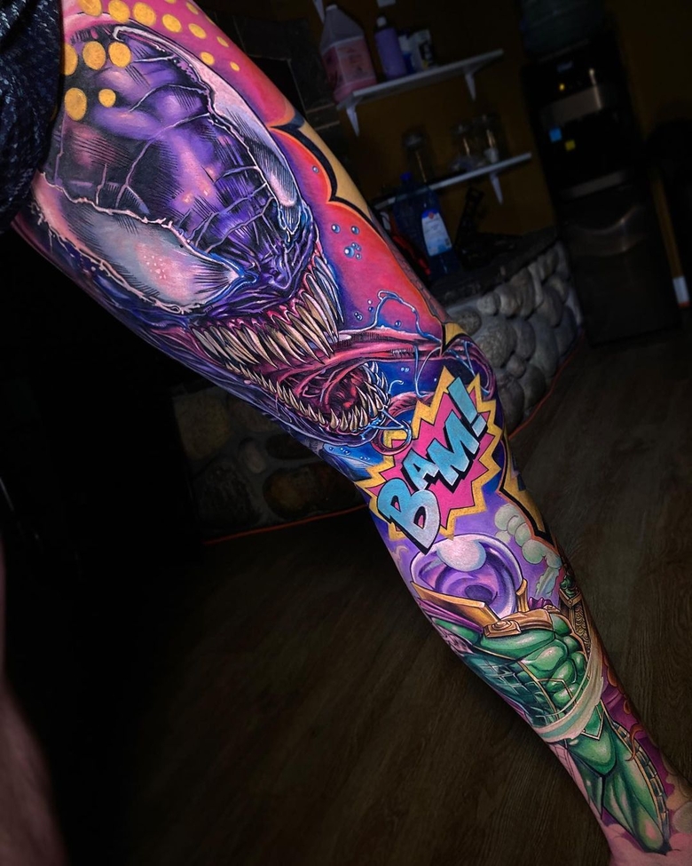 @drkturcotte tatuaggio di Venom marvel by @drkturcotte