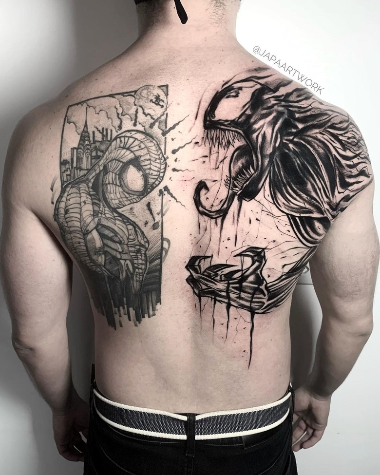 @japaartwork tatuaggio di Venom marvel by @japaartwork