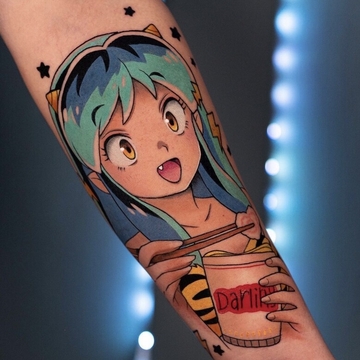 Caratteri anime affascinanti nei tatuaggi colorati di Annette Masís