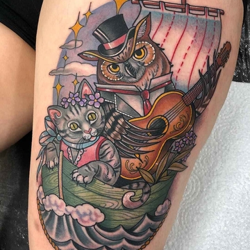 Tatuaggio neo tradizionale da parte di Sadee Glover