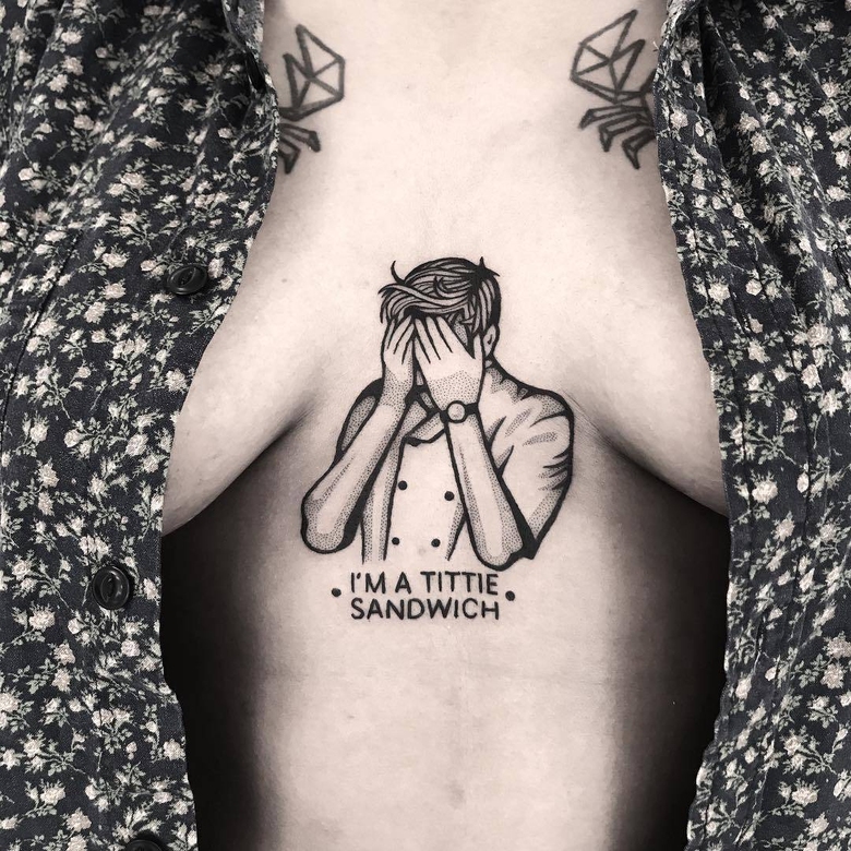 Tattoo artista Pulled Poltergeist, stile dell'autore black graphic tattoo | Malmo, Svezia