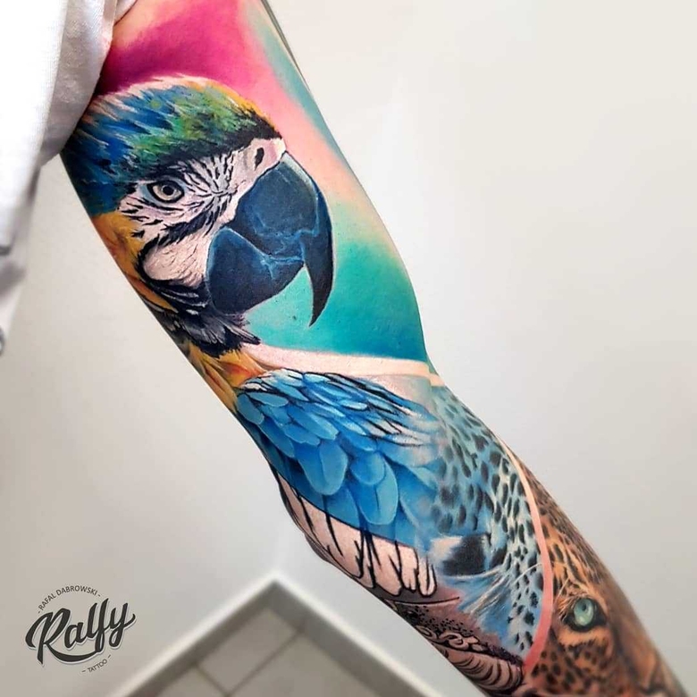 Tattoo artista Rafał Dąbrowski - Ralfy, portret a colori e nero e grigio, realismo | Regno Unito
