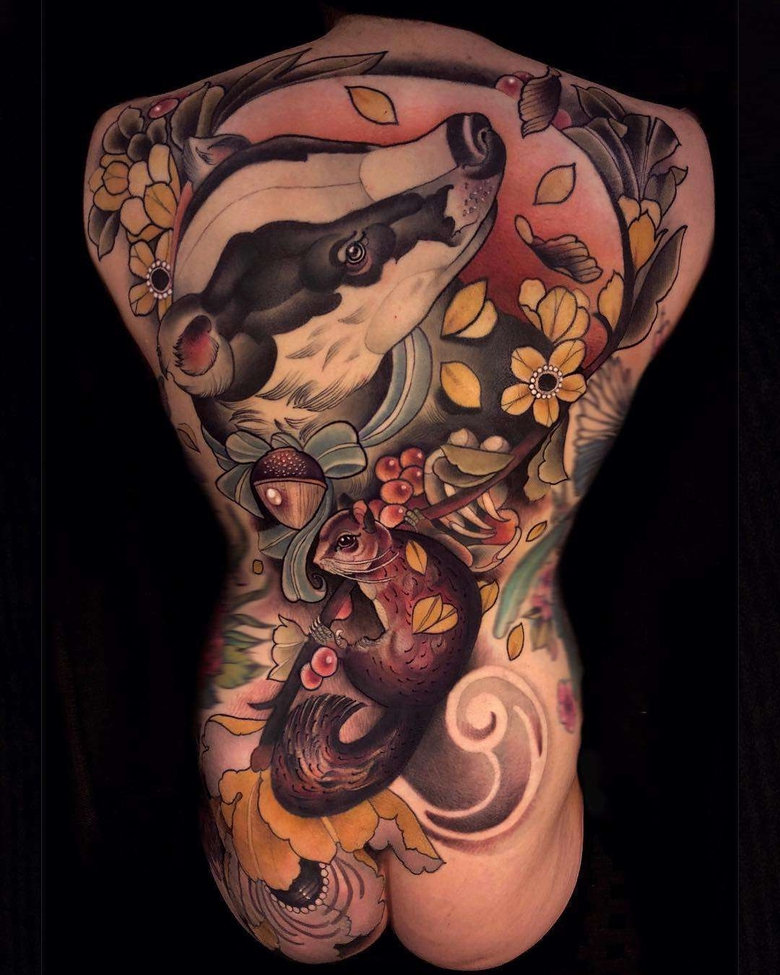 Artista di tatuaggi Chris Green, tatuaggio neo tradizionale | Regno Unito