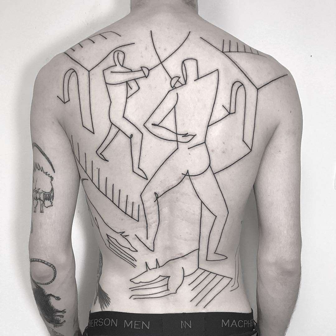 Tatuatore Caleb Kilby, tatuaggio astratto nero