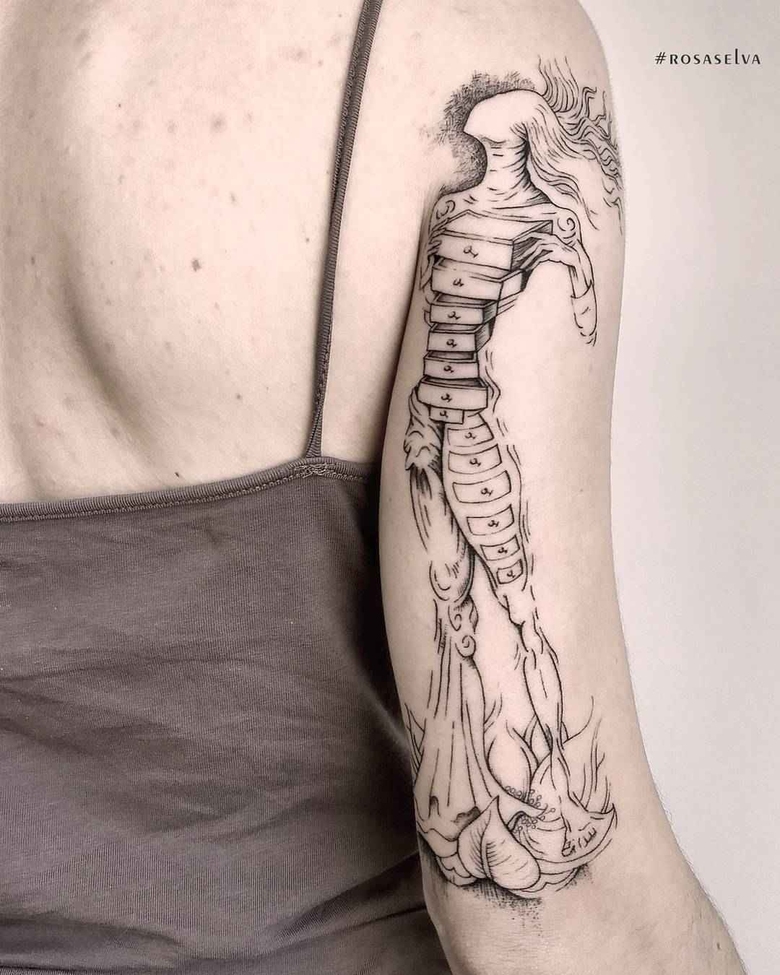 Rosa Selva linework tatuaggio