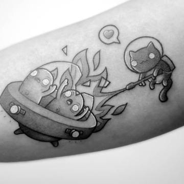 Tatuaggio carino nero e grigio di Perou