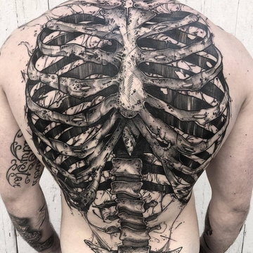 Kévin Plane's black sketch tattoo