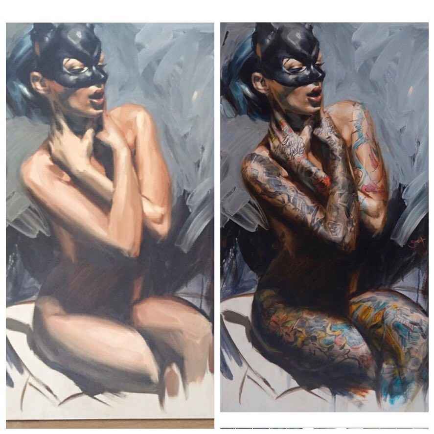 Le opere dell'artista Chris Guest, immagini Neo Pin-Up con modelli tatuati | Regno Unito