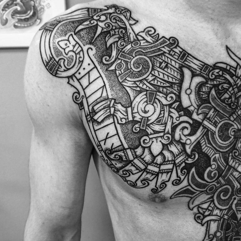 tattoo Scandinavian patterns - tattoo artist Vitaly Pradd