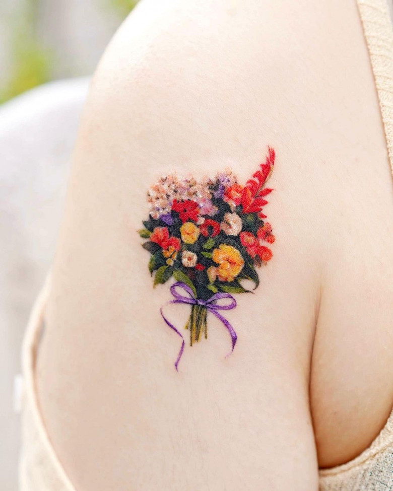 flower bouquet tattoo