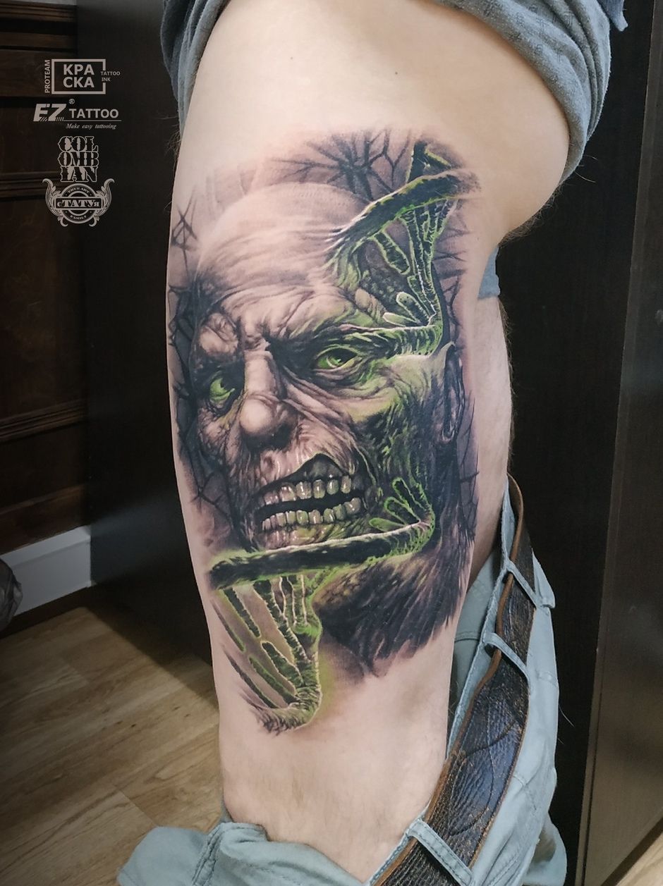 Artista di tatuaggio Vyacheslav Dolzhenko, tatuaggio a colori in stile realismo, КРАСКА Pro Team | Volgograd, Russia