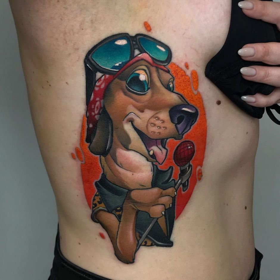 Artista del tatuaggio Herman Grecha Gorbunov, tatuaggio in stile color new school, neotradizionale | San Pietroburgo, Russia