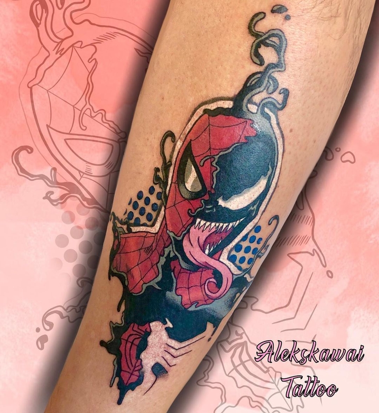 @alekskawai_tattoo marvel Venom 토이트 by @alekskawai_tattoo