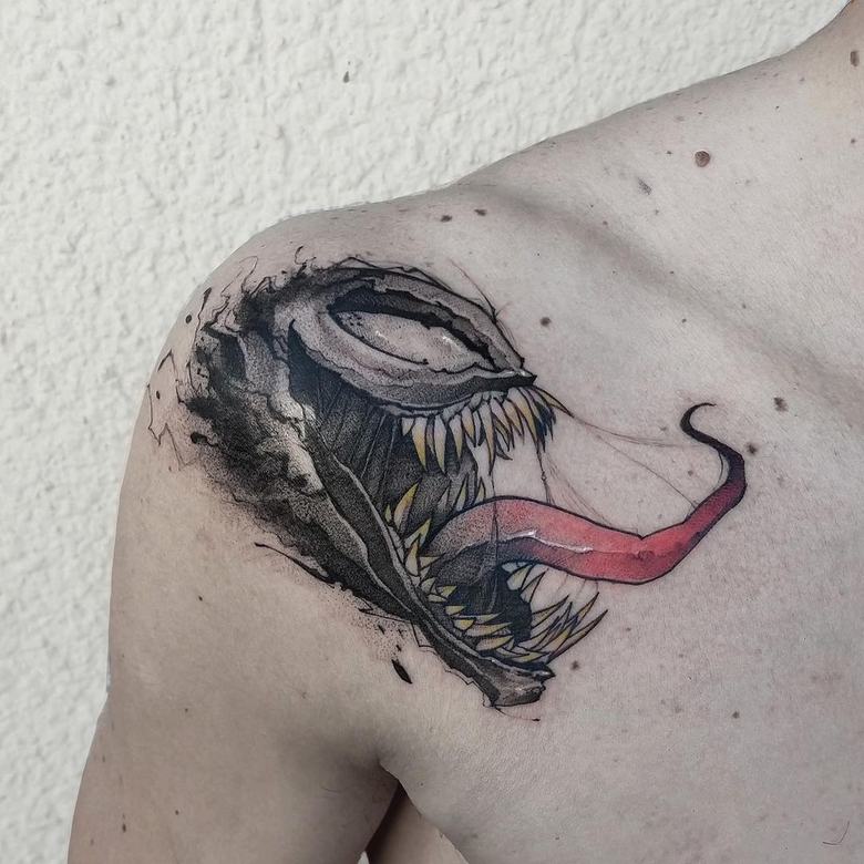 @tony.art.tattoo marvel Venom 토이트 by @tony.art.tattoo