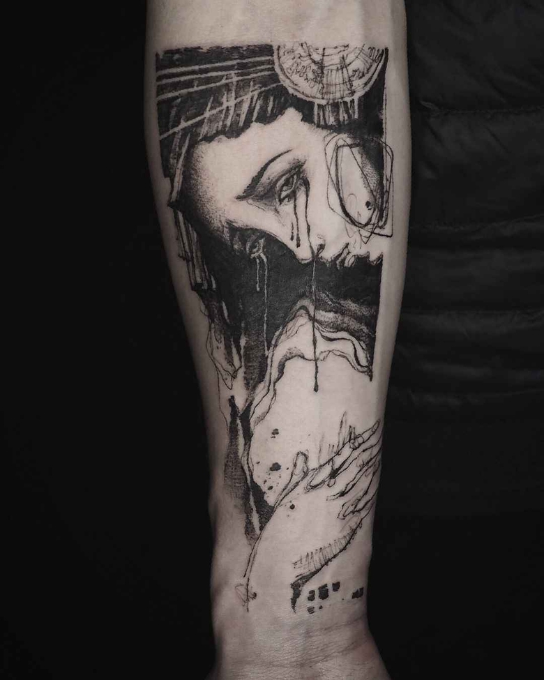 Tattoo 아티스트 NADi 검정과 컬러 작가 스케치 타투 | 한국