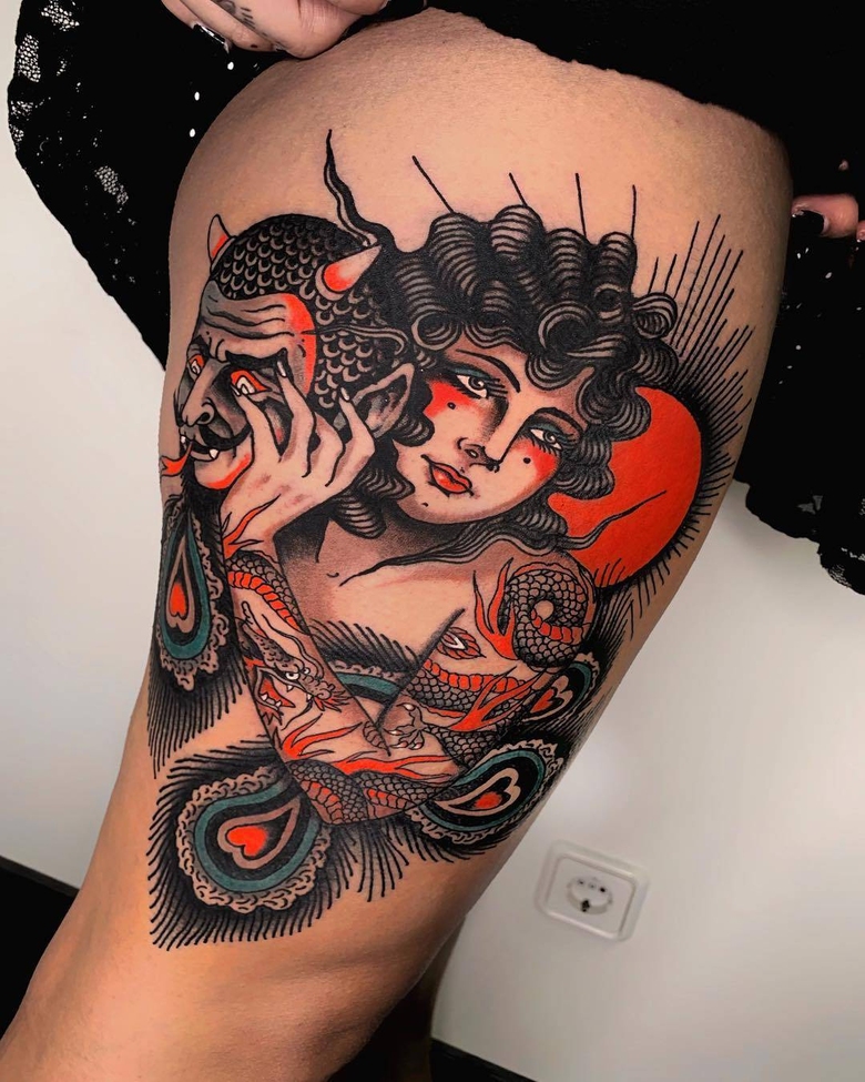 Tattoo 아티스트 파블로 리로, 컬러 전통 타투 | 스페인, 바르셀로나