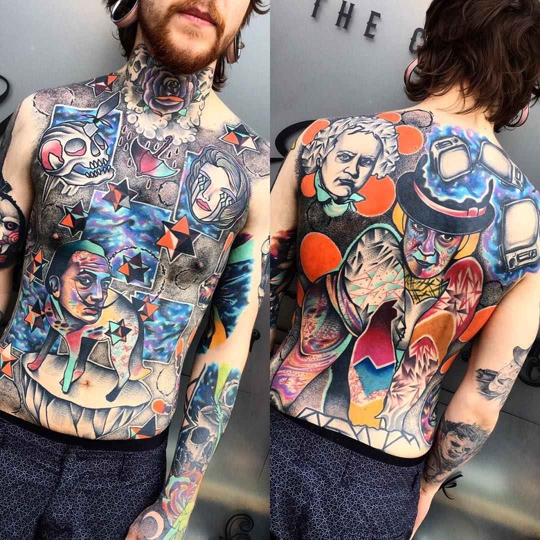 tattoo 아티스트 앤드류 리틀 앤디 머시 색상 디자인 새 학교 테이트