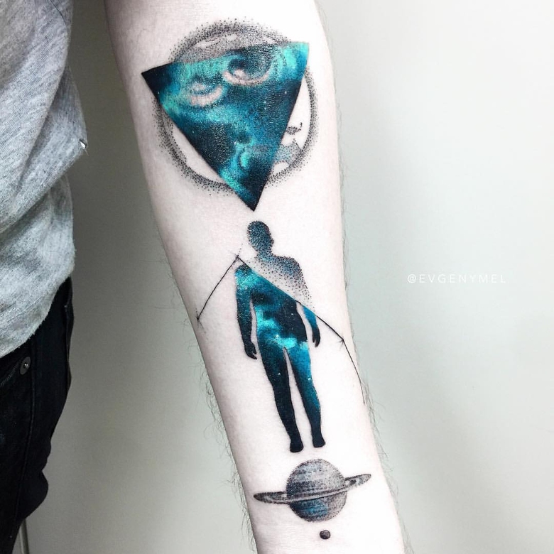 tattoo 아티스트 Evgeniy Mel Malgin 색상 도트워크 디자인 타투