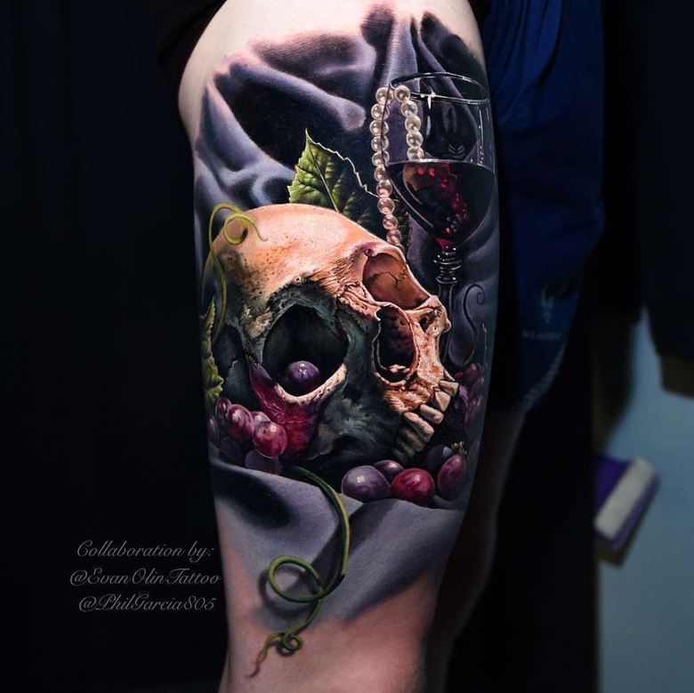 Tattoo 아티스트 에반 올린, 색상 포트레이트 현실적인 타투 | 미국