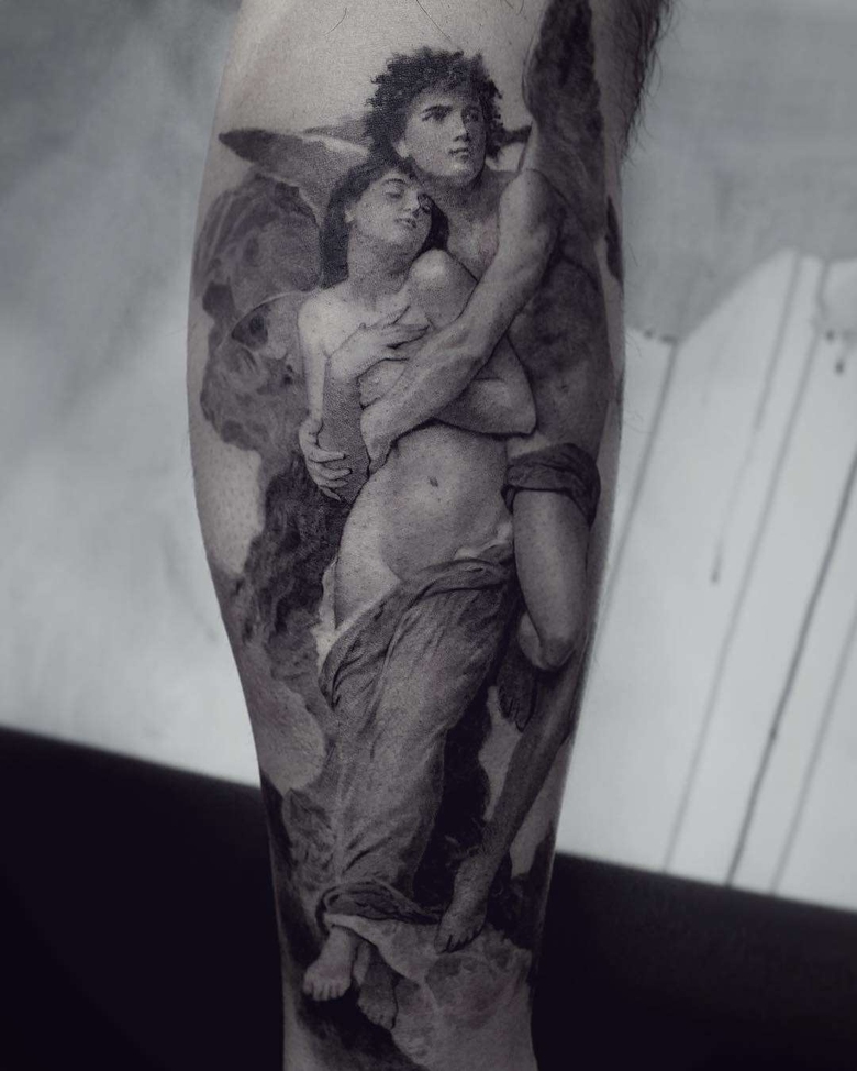 Tattoo 아티스트 쿨 그레이, 검정&회색 현실적인 타투 | 미국