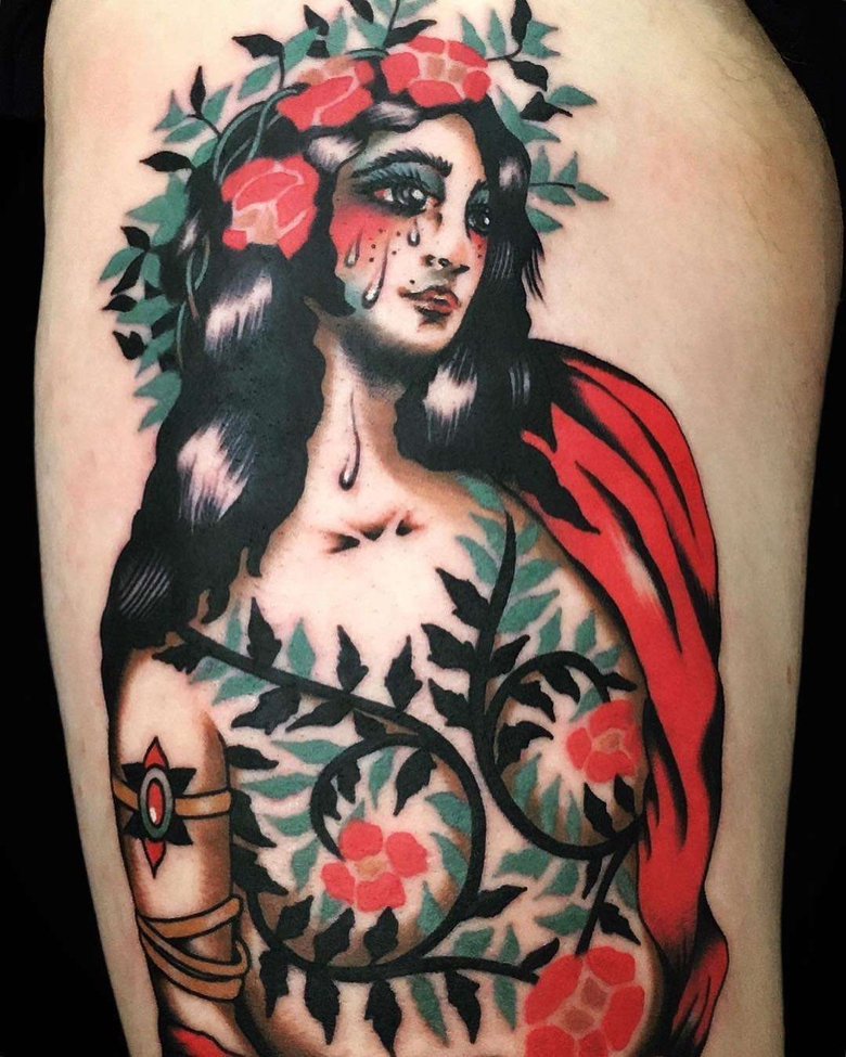Tattoo 아티스트 채잉이 프린지, 색상 오래된 스타일, 전통 테이트 | 오스트레일리아