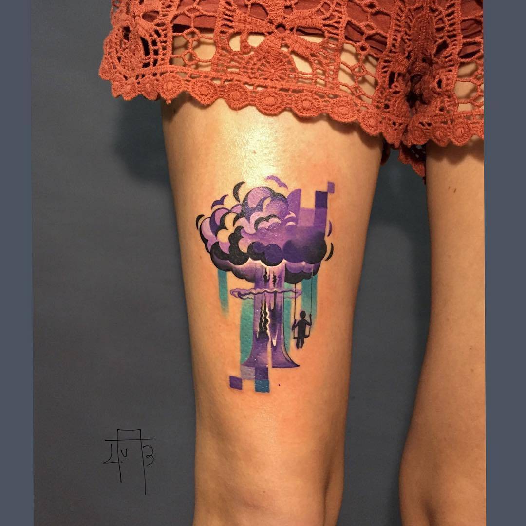 Tattoo artist Lesha Lauz, authors style conceptual color tattoo, pixelwork | Moscow, Russia