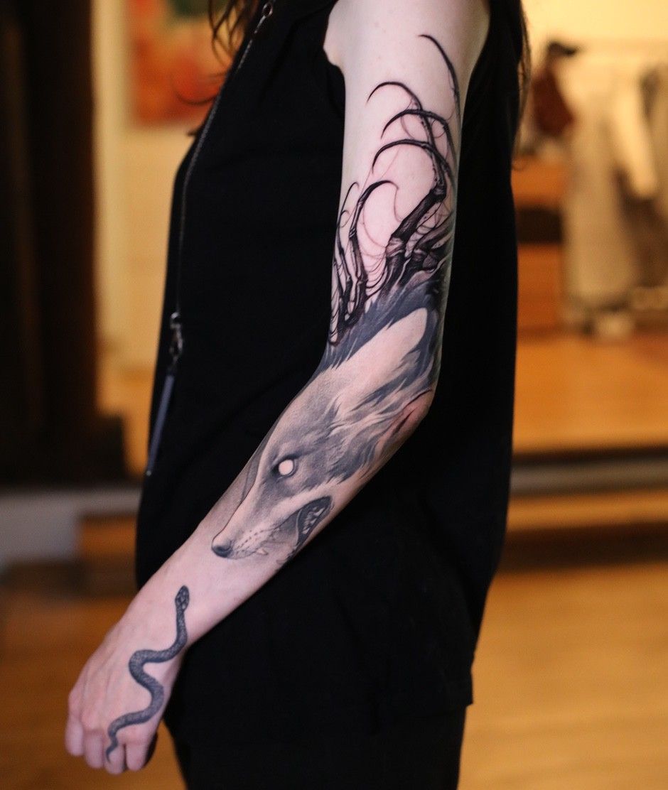 Tattoo artist Konstantin Strokin, blackwork graphics tattoo | Moscow, Russia