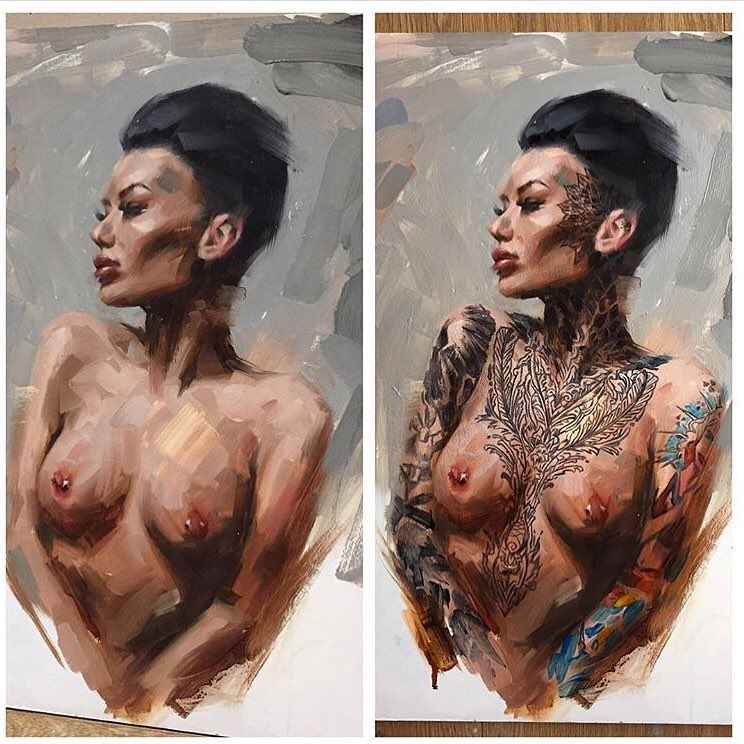 예술가 크리스 게스트의 그림, 뉴 피너업 이미지와 토이트 모델들 | 영국