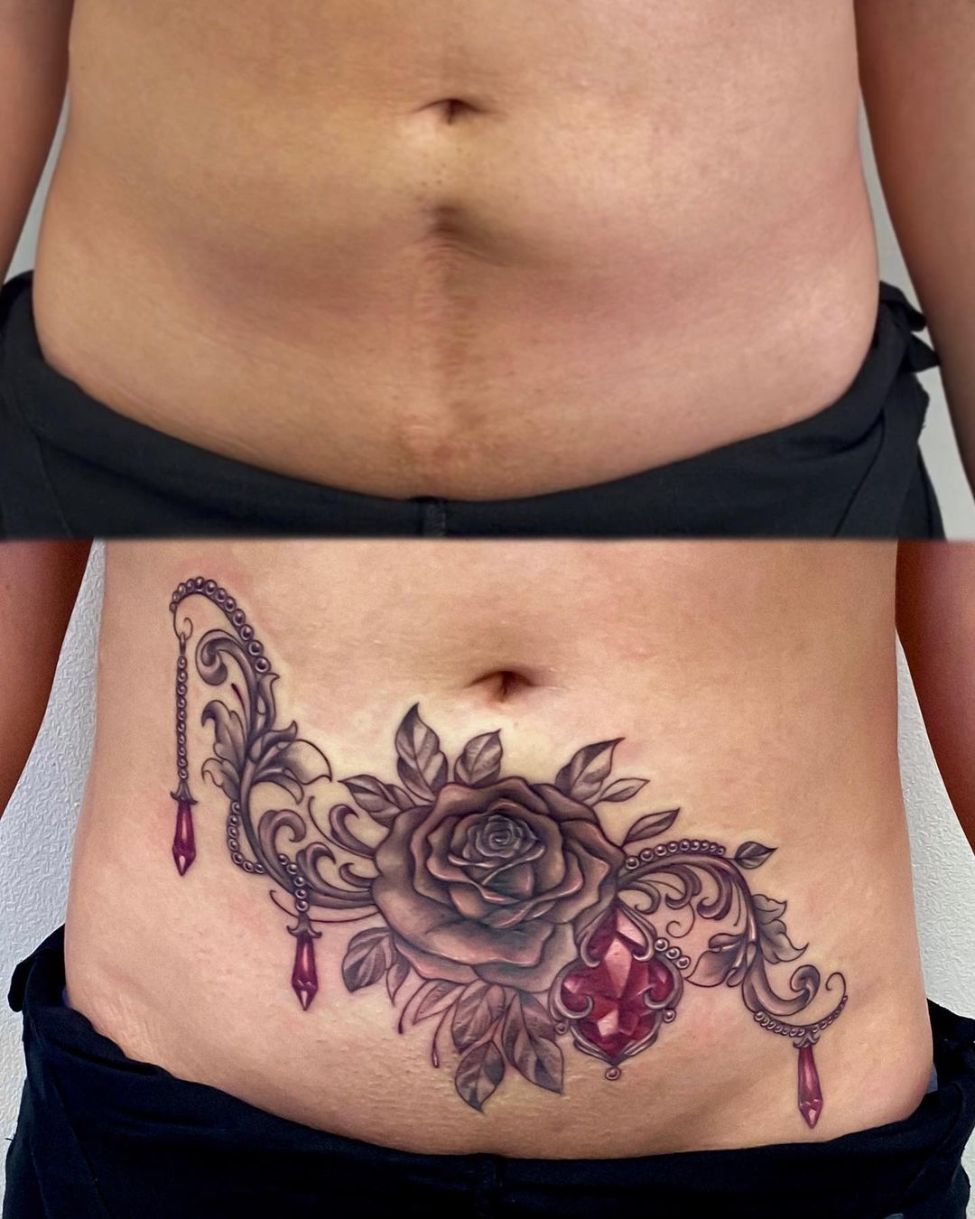 covered up tattoo scars after cesarean tattoo