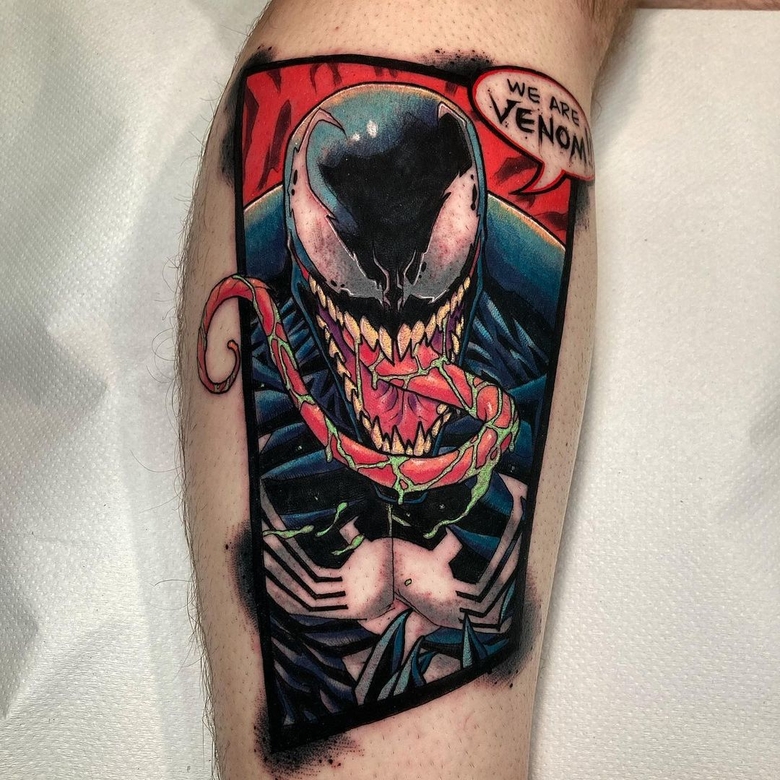 marvel Venom tattoo by @tonimorenink 