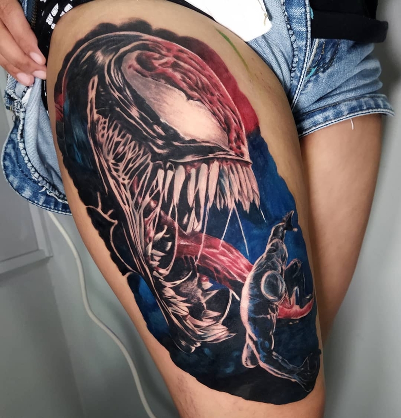 marvel Venom tattoo by @keis.tattoo 
