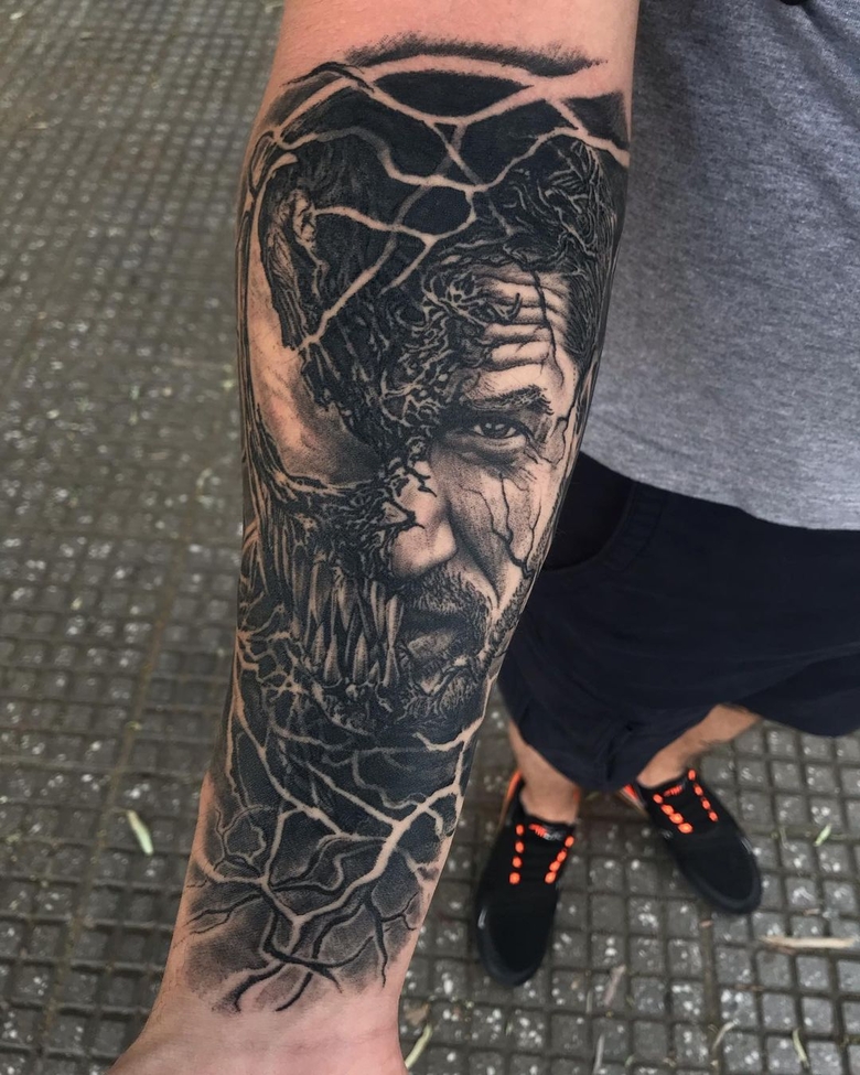 marvel Venom tattoo by @lazaros_skaze 