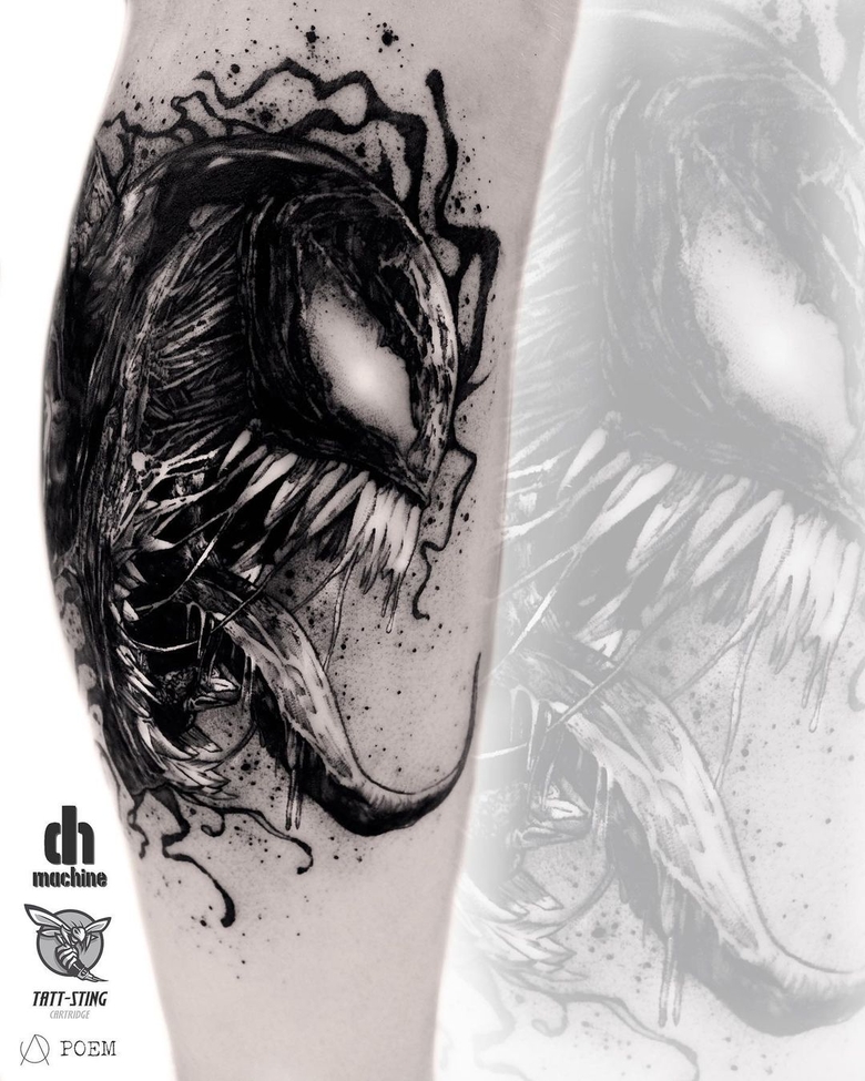 marvel Venom tattoo by @poemtattoo 