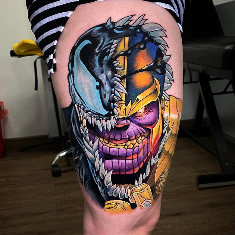 marvel Venom tattoo by @diegomurillo.art 