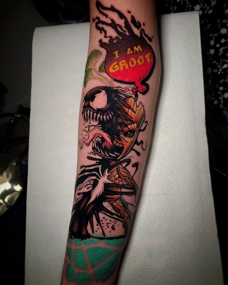marvel Venom tattoo by @aaa_tattoostudio 