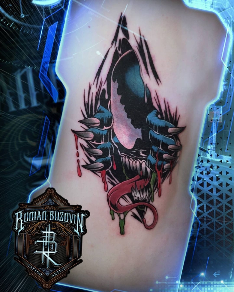 marvel Venom tattoo by @buzovintattoo 