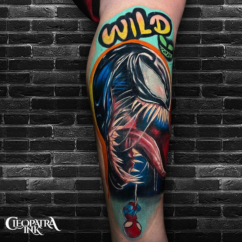 marvel Venom tattoo by @cleopatrainkbursa 