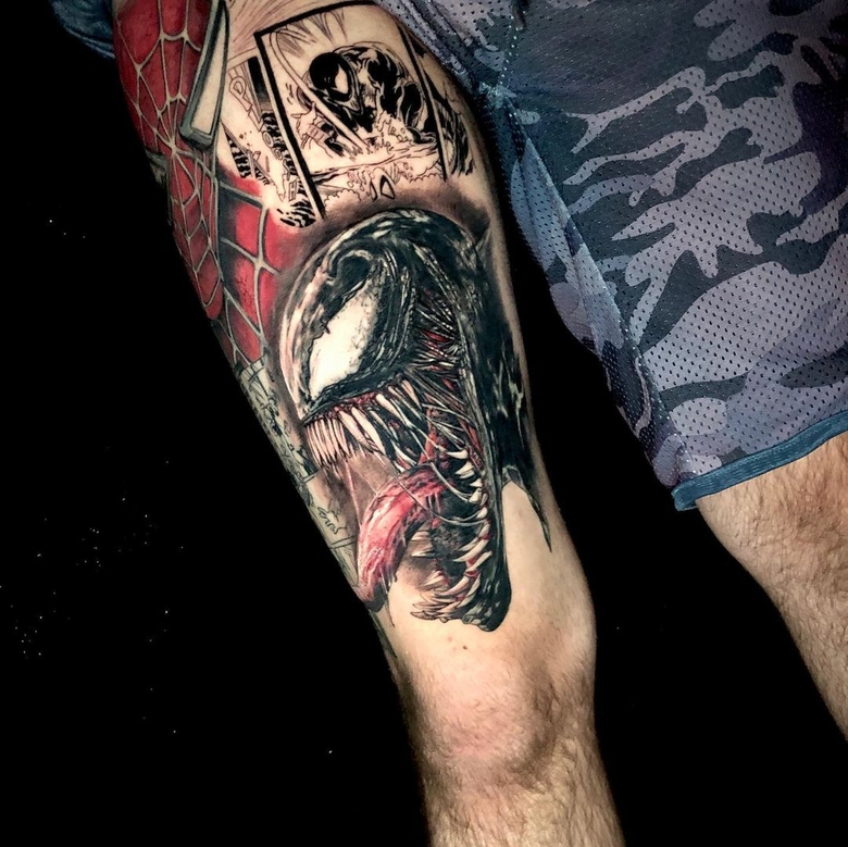 marvel Venom tattoo by @matteodecario 
