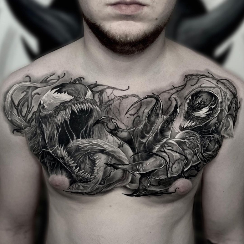 marvel Venom tattoo by @vikulov_al 