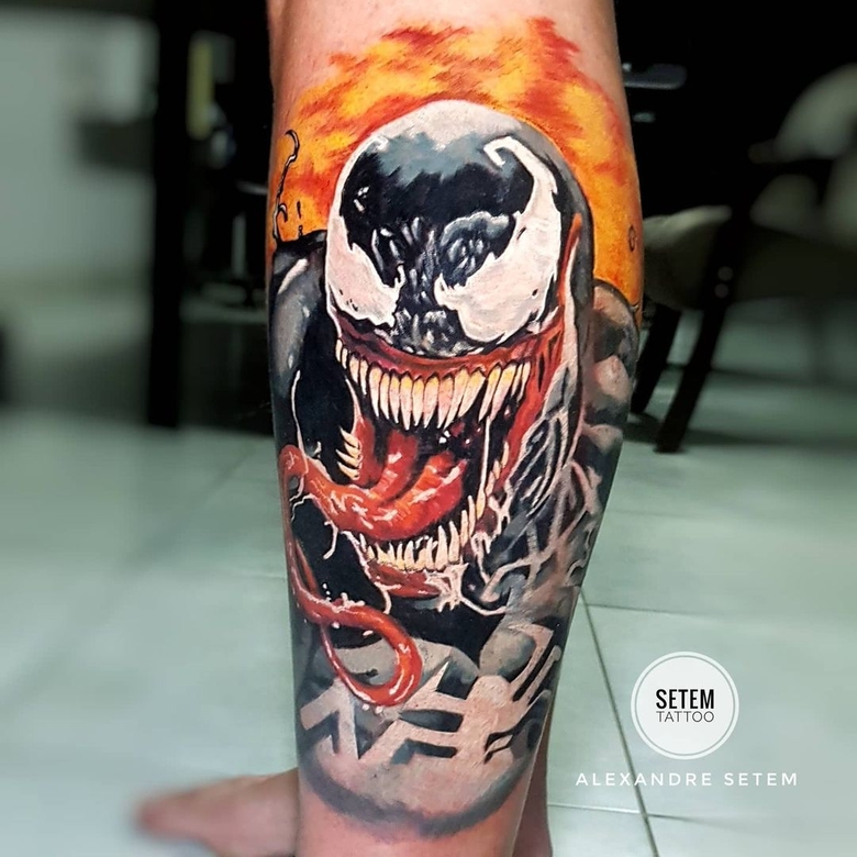 marvel Venom tattoo by @setemtattoo 