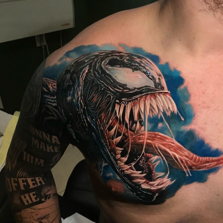 marvel Venom tattoo by @svabotattoo 