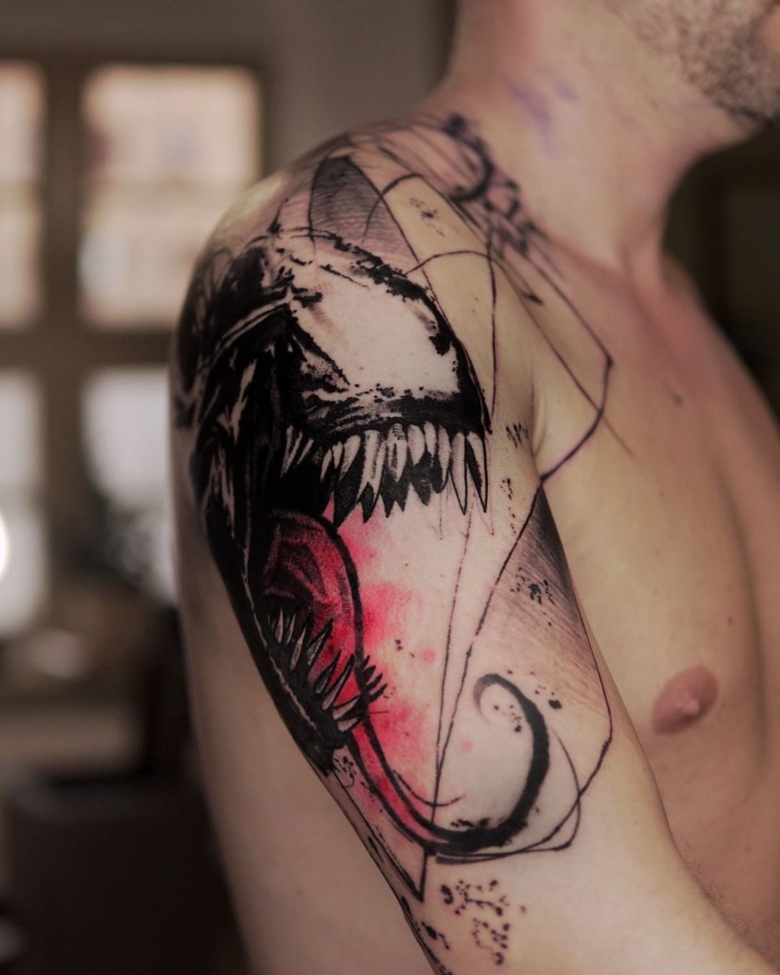 marvel Venom tattoo by @gkelos 